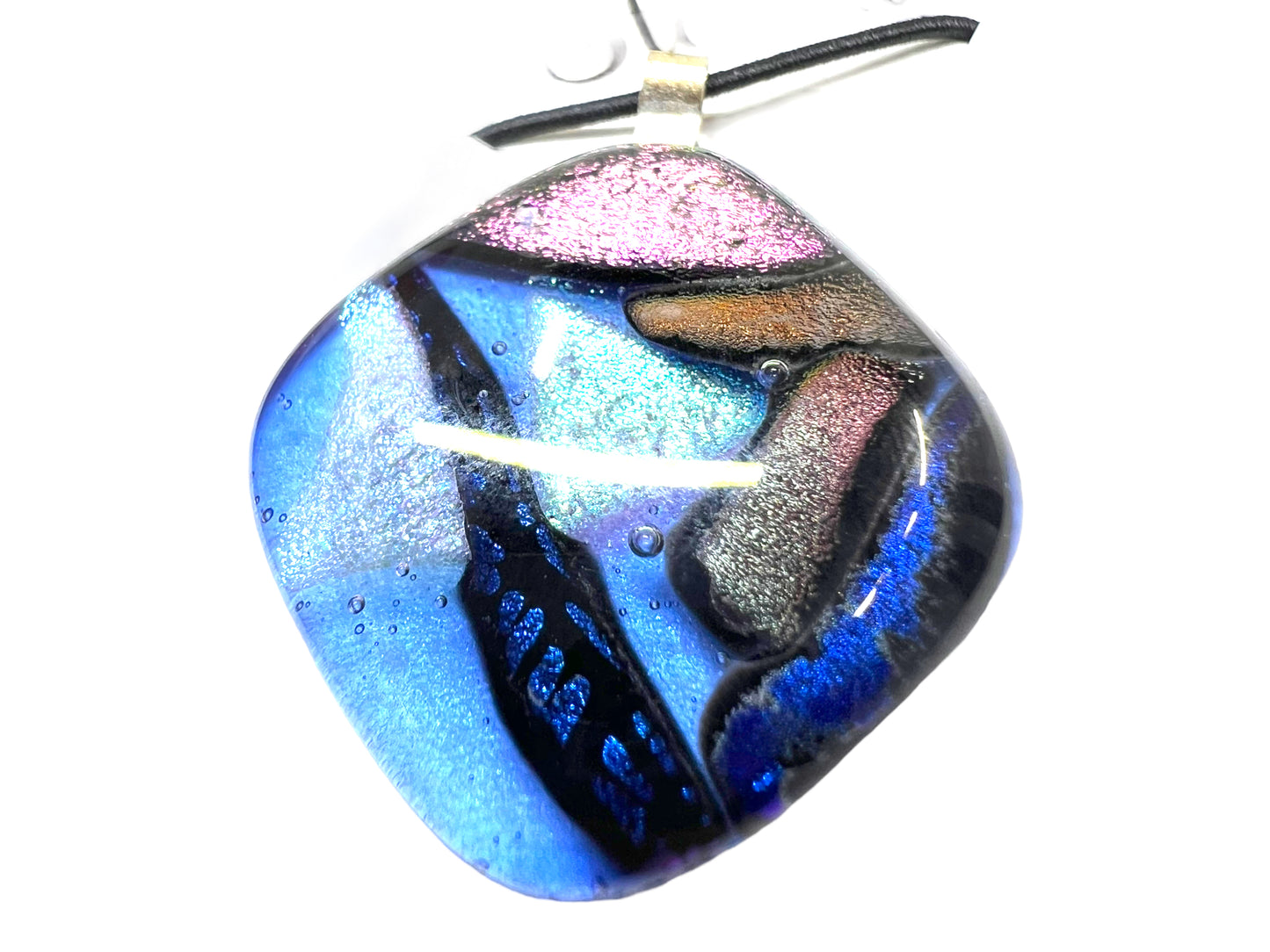 Medium Fused Dichroic Glass Pendant Blue Multicolor MP-112