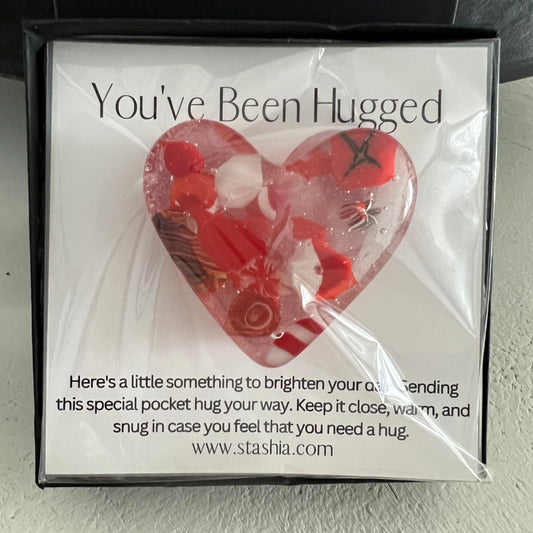 Pocket Heart Hug Fused Glass Heart With Message Card