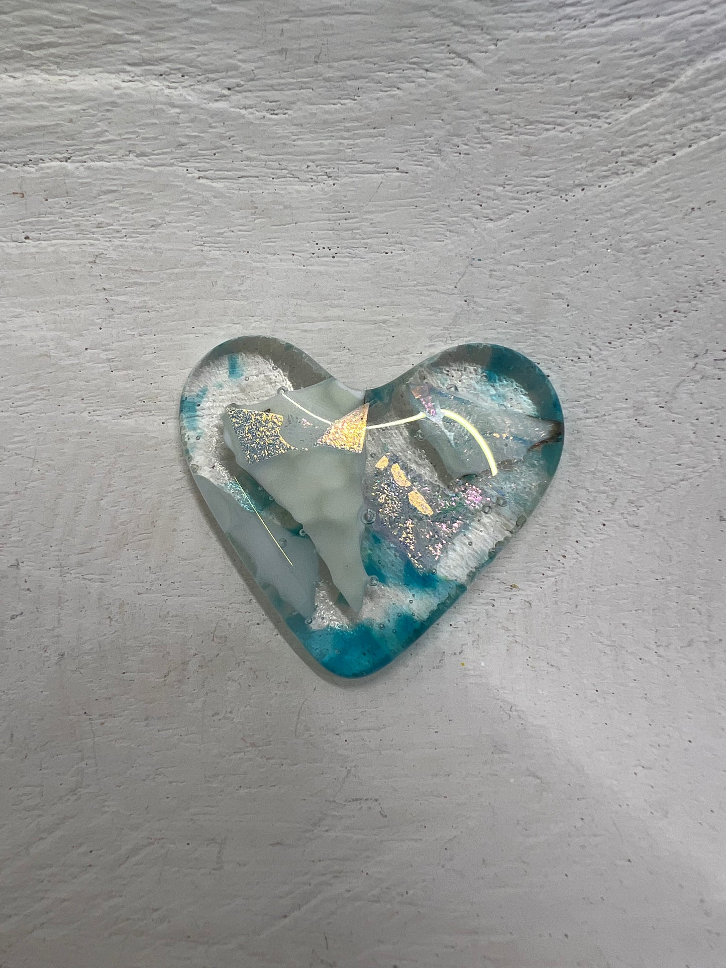 Pocket Heart Hug Fused Glass Heart With Message Card